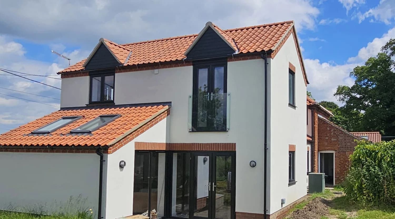 Garden view of the two storey home exterior